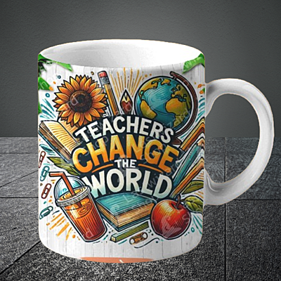 Teacher's Changes the World Printed Ceramic Coffee Mug I Gift for Teacher| 325ml Teacher's Changes the World Printed Ceramic Coffee Mug I Gift for Teacher| 325ml