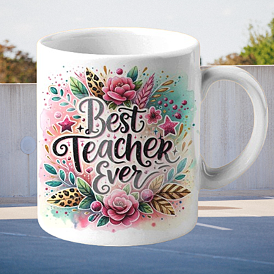 Teacher's Changes the World Printed Ceramic Coffee Mug I Gift for Teacher| 325ml Teacher's Changes the World Printed Ceramic Coffee Mug I Gift for Teacher| 325ml
