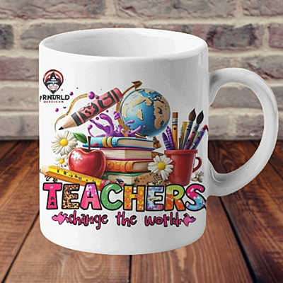 Teacher's Changes the World Printed Ceramic Coffee Mug I Gift for Teacher| 325ml Teacher's Changes the World Printed Ceramic Coffee Mug I Gift for Teacher| 325ml