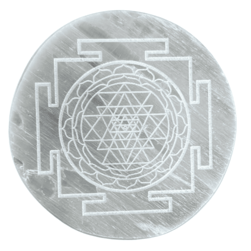 ANKKJYOTI Selenite Charging Air Plate (Shree Yantra White Design) 6" x 1" ANKKJYOTI Selenite Charging Air Plate (Shree Yantra White Design) 6" x 1"