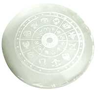ANKKJYOTI Selenite Charging Air Plate (12 Rashi Zodiac White Design) 6" x 1" ANKKJYOTI Selenite Charging Air Plate (12 Rashi Zodiac White Design) 6" x 1"