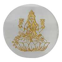 ANKKJYOTI Selenite Charging Air Plate (Lakshmi Golden Carving) 6" x 1" ANKKJYOTI Selenite Charging Air Plate (Lakshmi Golden Carving) 6" x 1"