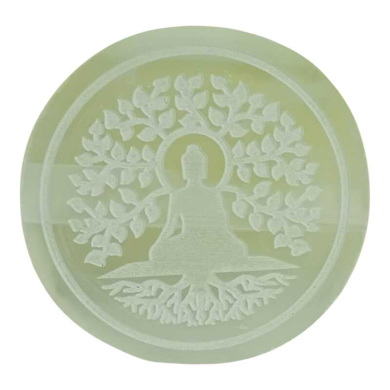 ANKKJYOTI Selenite Charging Air Plate (Tree of Life White Design) 3.5" x 0.5" ANKKJYOTI Selenite Charging Air Plate (Tree of Life White Design) 3.5" x 0.5"