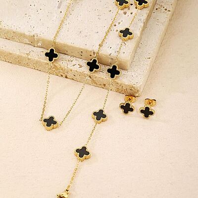 Anti Tarnish Clover Jewellery Set For Girls And Women