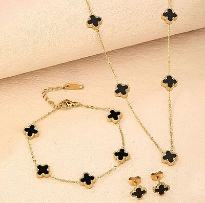 Anti Tarnish Clover Jewellery Set For Girls And Women