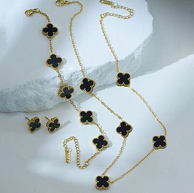 Anti Tarnish Clover Jewellery Set For Girls And Women