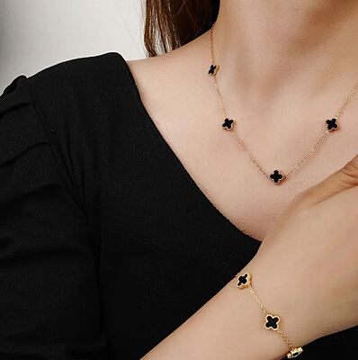 Anti Tarnish Clover Jewellery Set For Girls And Women