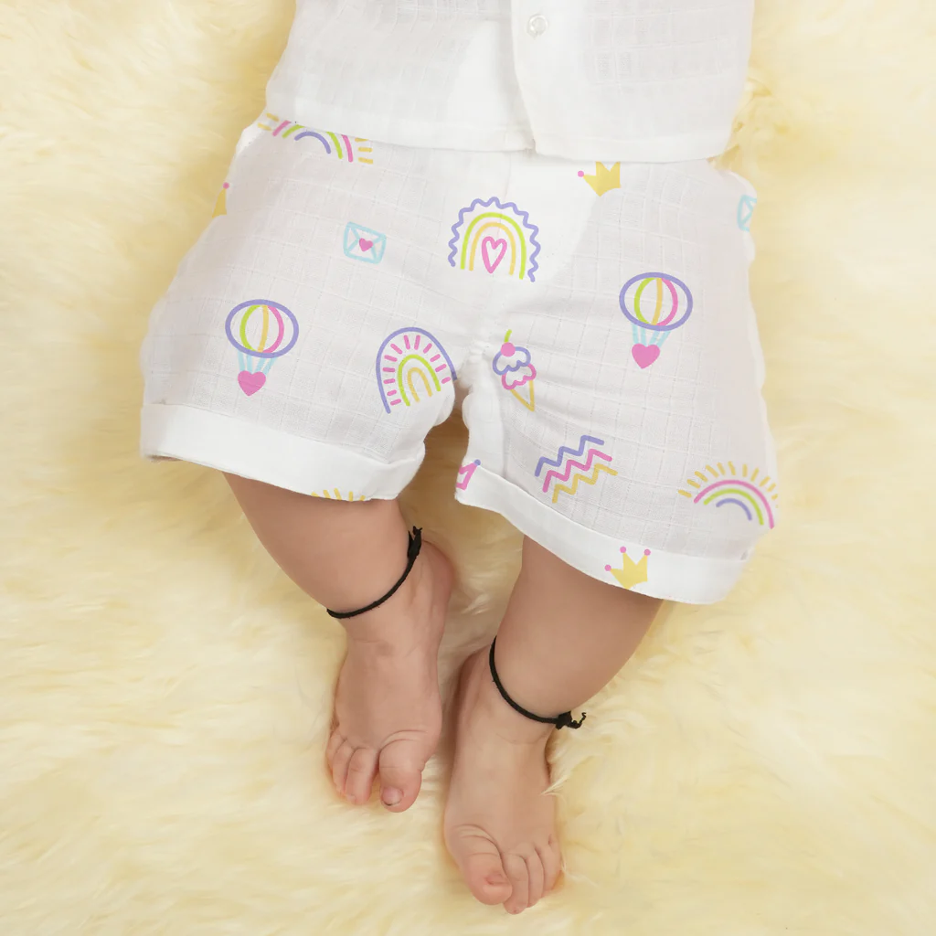 1st Step 100% Soft Muslin Cotton Baby Shorts - Pack of 4 - 6-9 Months