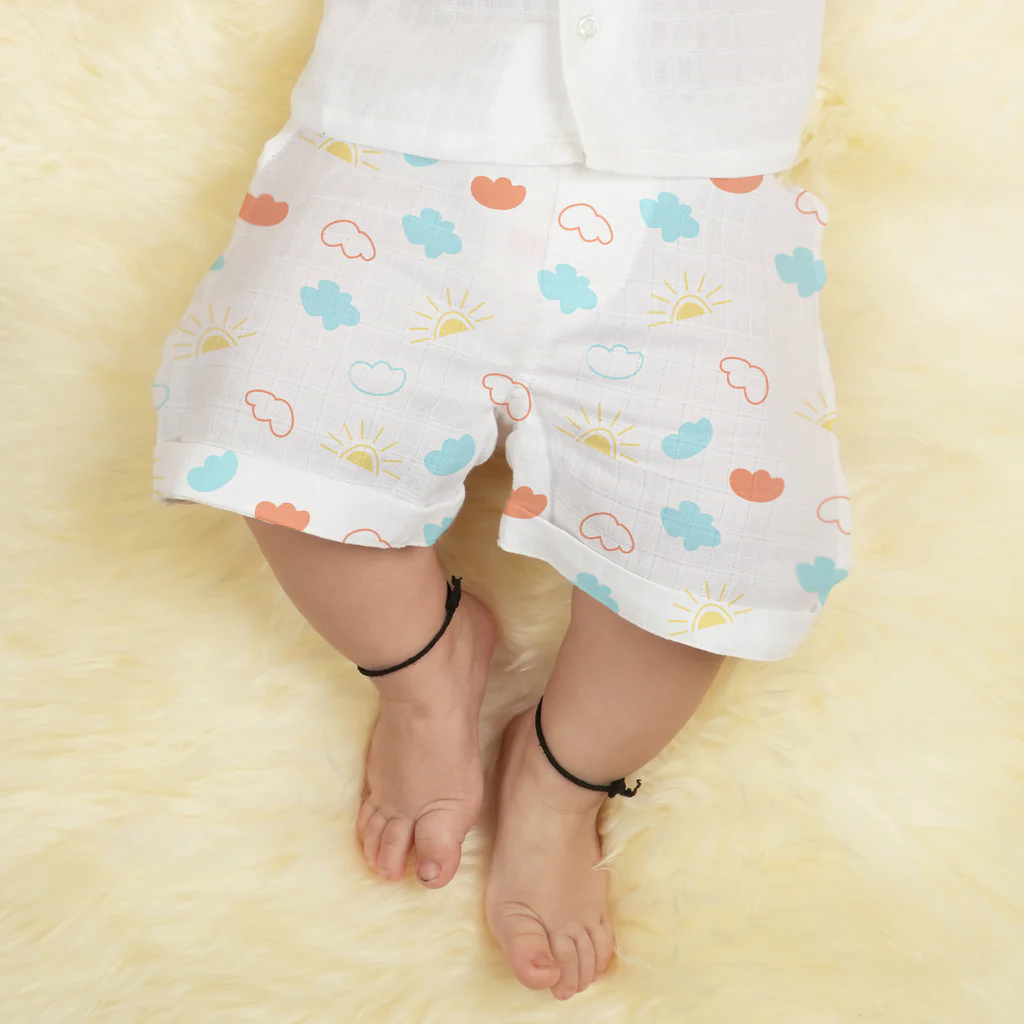 1st Step 100% Soft Muslin Cotton Baby Shorts - Pack of 4- 3-6 Months