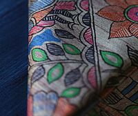 Ghicha Silk Handloom Tussar Dodger Blue Madhubani with BP Ghicha Silk Handloom Tussar Dodger Blue Madhubani with BP