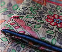Ghicha Silk Handloom Tussar Dodger Blue Madhubani with BP Ghicha Silk Handloom Tussar Dodger Blue Madhubani with BP