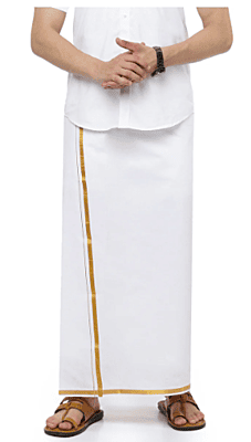 Mens Single Dhoti with Gold Jari