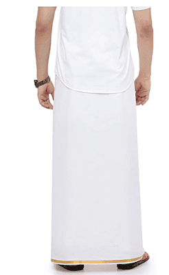 Mens Single Dhoti with Gold Jari