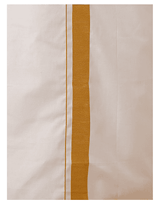 Mens Single Dhoti white with Gold jari 1 1/2" Aruthra