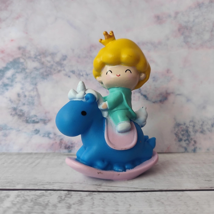 Small Boy King on Blue Unicorn Toy Small Boy King on Blue Unicorn Toy
