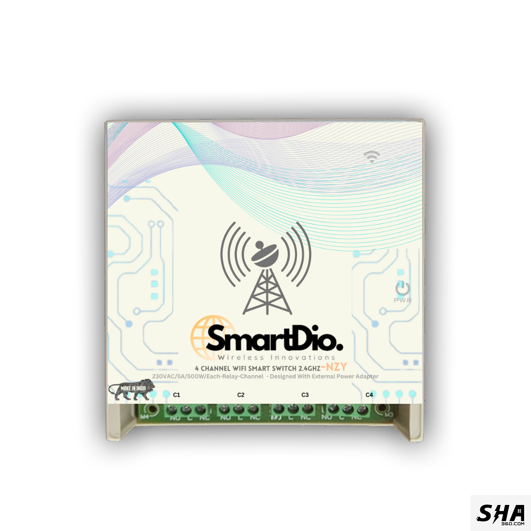 SmartDio Nzy Wifi Smart Switch 4 Channel - AP Webserver Wireless Operation of Loads 100mtrs range - No Internet - Sha360 SmartDio Nzy Wifi Smart Switch 4 Channel - AP Webserver Wireless Operation of Loads 100mtrs range - No Internet - Sha360