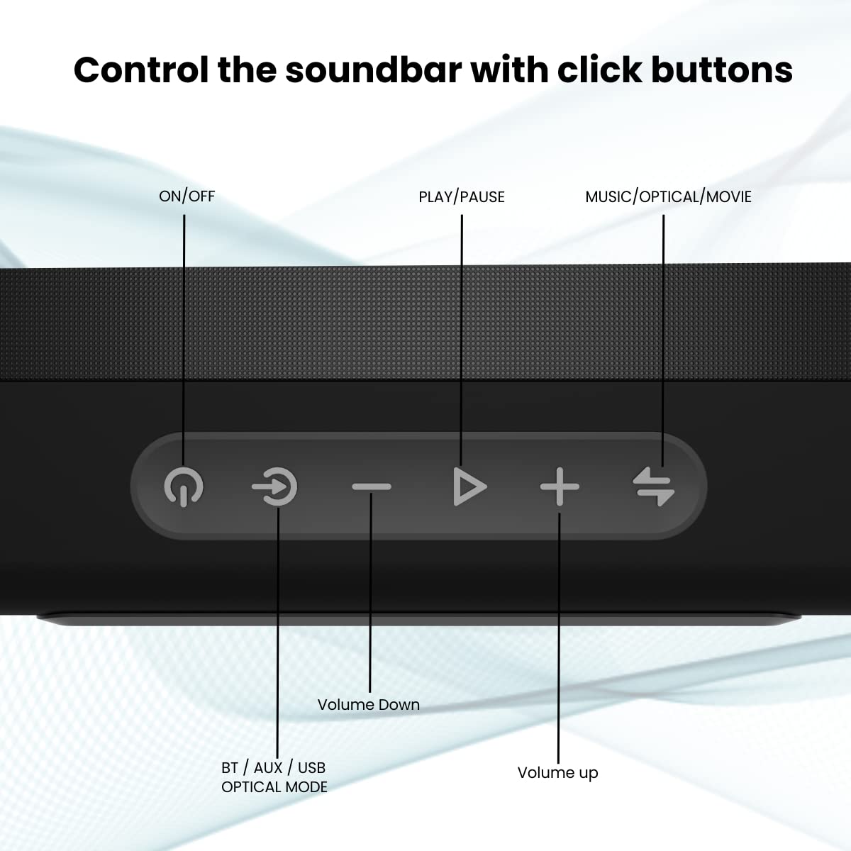 Portronics SOUND SLICK 5 80W Powerful Wireless Soundbar with Remote. Supports USB Flash Drive, Aux In, Optical Input Port (Black) Portronics SOUND SLICK 5 80W Powerful Wireless Soundbar with Remote. Supports USB Flash Drive, Aux In, Optical Input Port (Black)