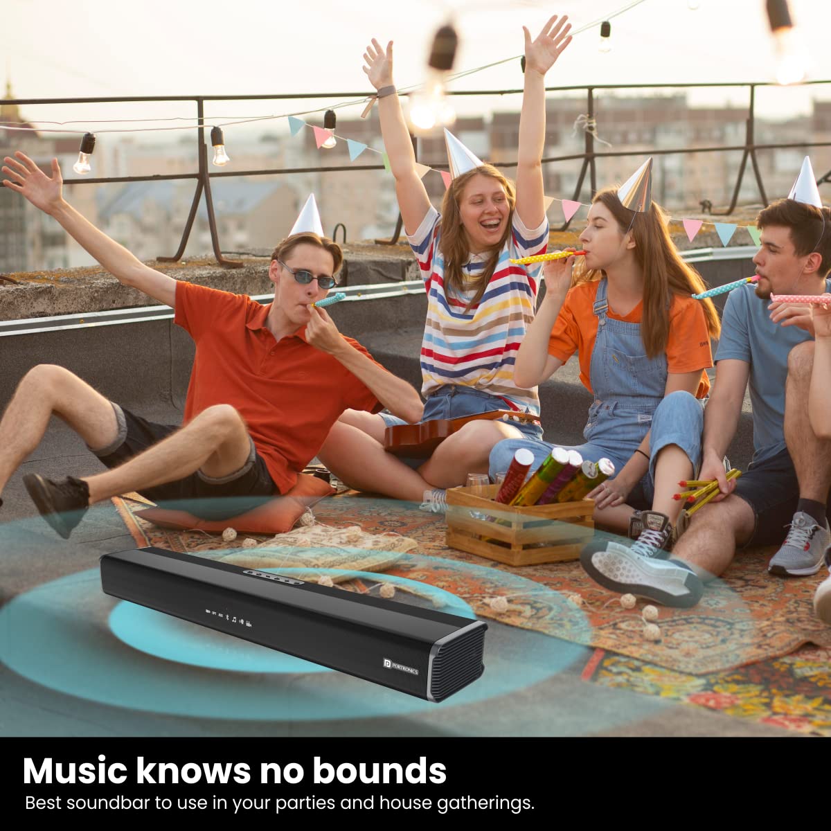 Portronics SOUND SLICK 5 80W Powerful Wireless Soundbar with Remote. Supports USB Flash Drive, Aux In, Optical Input Port (Black) Portronics SOUND SLICK 5 80W Powerful Wireless Soundbar with Remote. Supports USB Flash Drive, Aux In, Optical Input Port (Black)