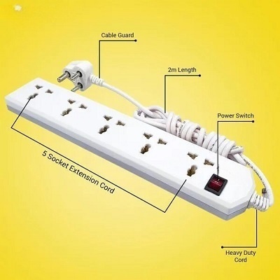 Spike 5+1 Way | International Socket with Single Switch | 5 Way Extension Board  Extension Cord | Multi Plug Socket for Home Wall, Office 