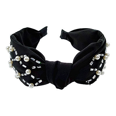 Stylish Black Turbon Knot Pearls Headband Stylish Black Turbon Knot Pearls Headband