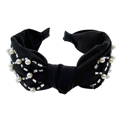 Stylish Black Turbon Knot Pearls Headband Stylish Black Turbon Knot Pearls Headband