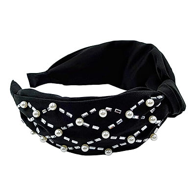 Stylish Black Turbon Knot Pearls Headband Stylish Black Turbon Knot Pearls Headband