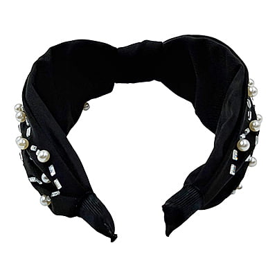 Stylish Black Turbon Knot Pearls Headband Stylish Black Turbon Knot Pearls Headband