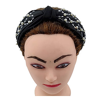 Stylish Black Turbon Knot Pearls Headband Stylish Black Turbon Knot Pearls Headband
