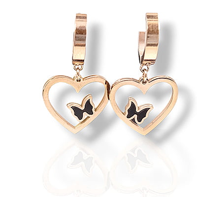 Anti-Tarnish Stylish Butterfly Embellished Heart Hoops Earrings Anti-Tarnish Stylish Butterfly Embellished Heart Hoops Earrings