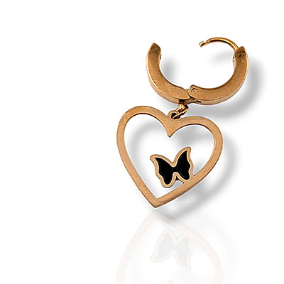 Anti-Tarnish Stylish Butterfly Embellished Heart Hoops Earrings Anti-Tarnish Stylish Butterfly Embellished Heart Hoops Earrings