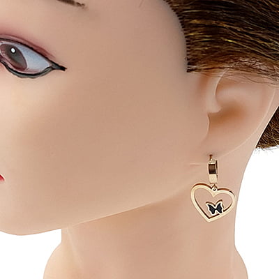 Anti-Tarnish Stylish Butterfly Embellished Heart Hoops Earrings Anti-Tarnish Stylish Butterfly Embellished Heart Hoops Earrings