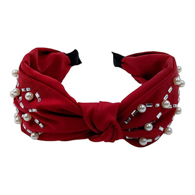 Stylish Dark Tan Turbon Knot Pearls Headband Stylish Dark Tan Turbon Knot Pearls Headband