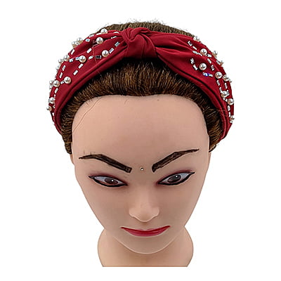 Stylish Dark Tan Turbon Knot Pearls Headband Stylish Dark Tan Turbon Knot Pearls Headband