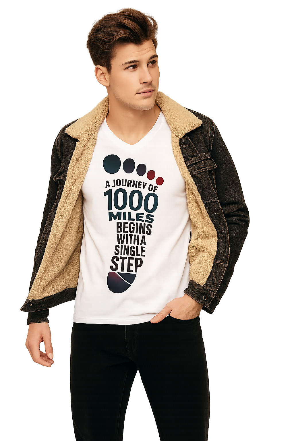 1000 Miles Journey Motivational White T-Shirt – Take The First Step | SorryBro.in 1000 Miles Journey Motivational White T-Shirt – Take The First Step | SorryBro.in