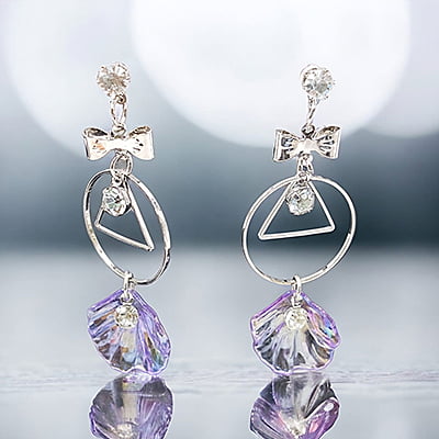 Stylish SIlver Designed Blue Conch Drop Earrings Stylish SIlver Designed Blue Conch Drop Earrings