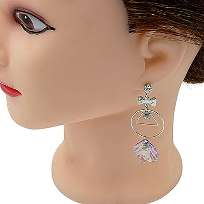 Stylish SIlver Designed Blue Conch Drop Earrings Stylish SIlver Designed Blue Conch Drop Earrings