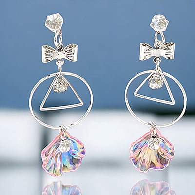 Stylish SIlver Designed Pink Conch Drop Earrings Stylish SIlver Designed Pink Conch Drop Earrings