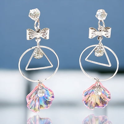 Stylish SIlver Designed Pink Conch Drop Earrings Stylish SIlver Designed Pink Conch Drop Earrings