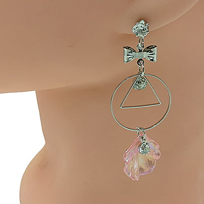 Stylish SIlver Designed Pink Conch Drop Earrings Stylish SIlver Designed Pink Conch Drop Earrings