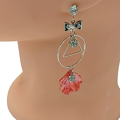 Stylish SIlver Designed Red Conch Drop Earrings Stylish SIlver Designed Red Conch Drop Earrings