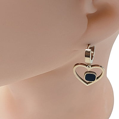 Anti-Tarnish Stylish Square Embellished Heart Hoops Earrings Anti-Tarnish Stylish Square Embellished Heart Hoops Earrings