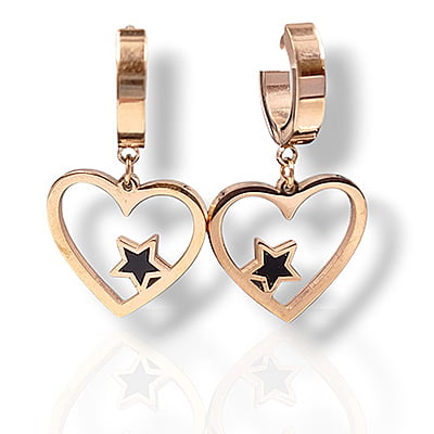 Anti-Tarnish Stylish Star Embellished Heart Hoops Earrings Anti-Tarnish Stylish Star Embellished Heart Hoops Earrings