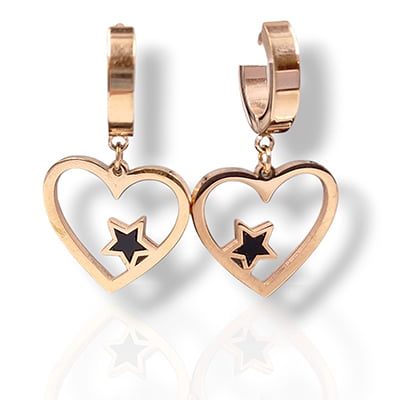 Anti-Tarnish Stylish Star Embellished Heart Hoops Earrings Anti-Tarnish Stylish Star Embellished Heart Hoops Earrings
