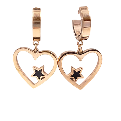 Anti-Tarnish Stylish Star Embellished Heart Hoops Earrings