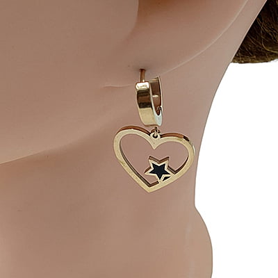 Anti-Tarnish Stylish Star Embellished Heart Hoops Earrings Anti-Tarnish Stylish Star Embellished Heart Hoops Earrings