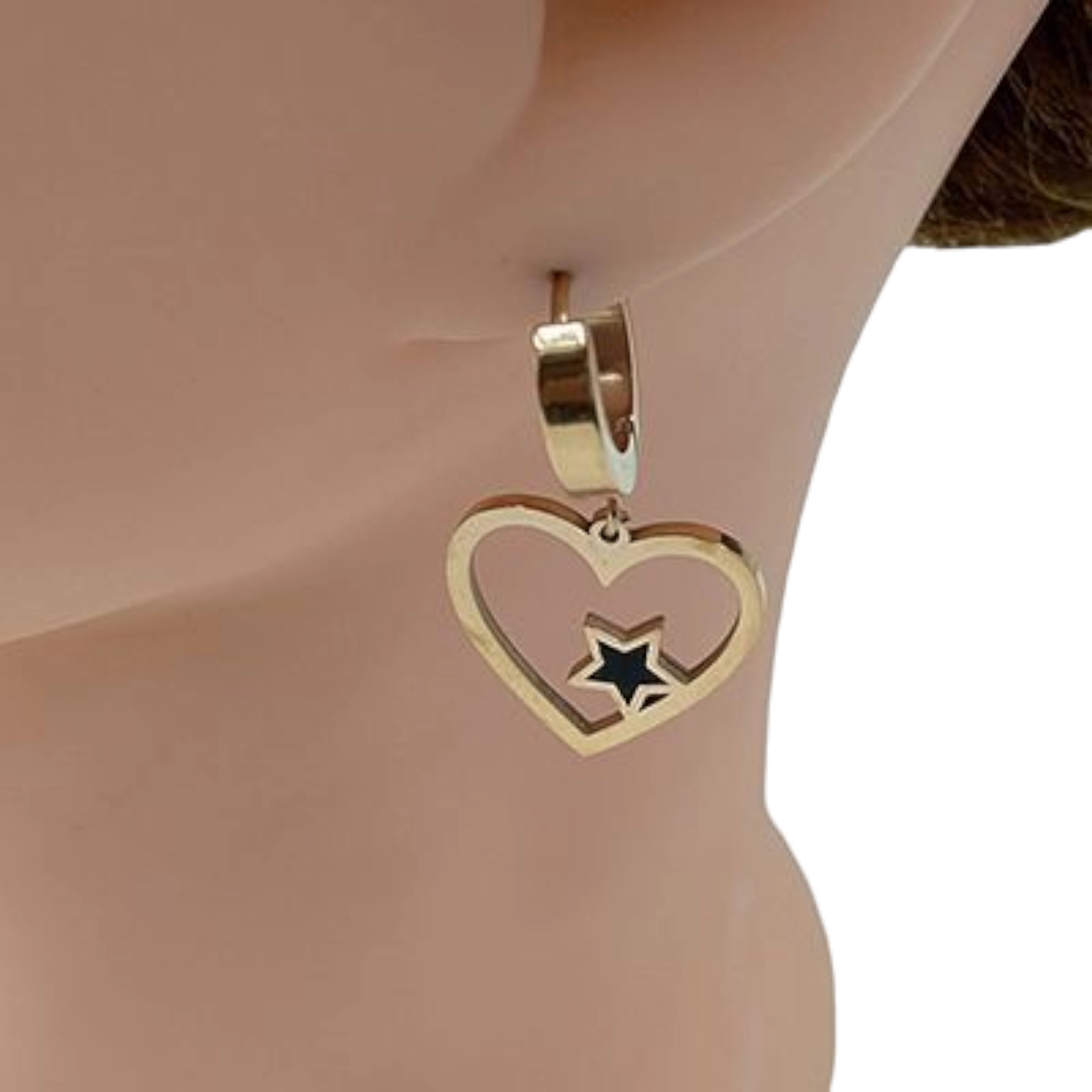 Anti-Tarnish Stylish Star Embellished Heart Hoops Earrings
