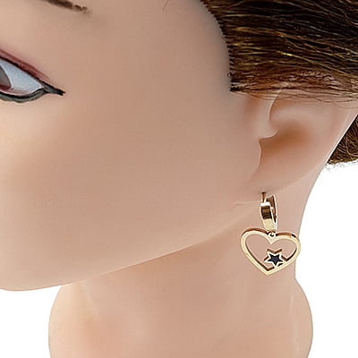 Anti-Tarnish Stylish Star Embellished Heart Hoops Earrings Anti-Tarnish Stylish Star Embellished Heart Hoops Earrings