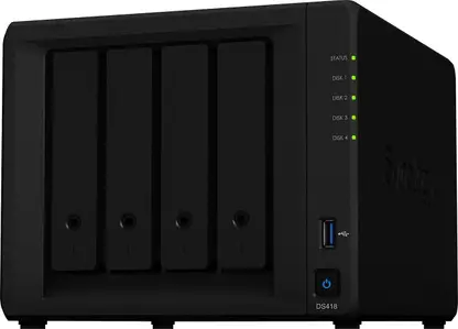 Synology DiskStation DS418 – Powerful 4-Bay NAS for Home & Office | 64-bit Quad-Core | 4K Video Transcoding | Mobile Backup Enabled | Expandable Storage Synology DiskStation DS418 – Powerful 4-Bay NAS for Home & Office | 64-bit Quad-Core | 4K Video Transcoding | Mobile Backup Enabled | Expandable Storage