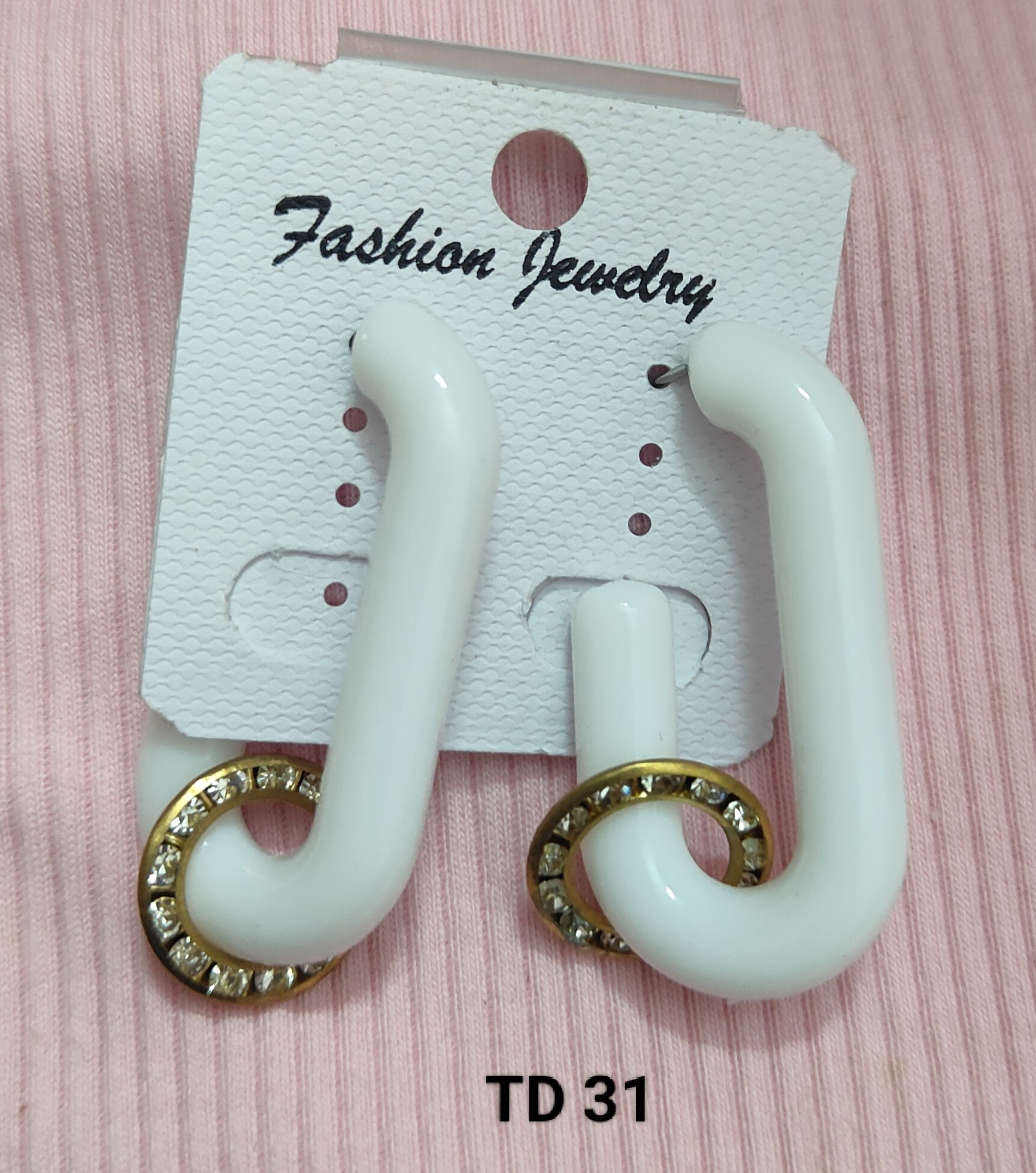 White Half Hoop Earring