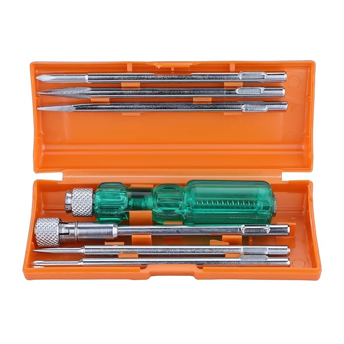 Screw Driver Set with Bulb - 840 (Neon, Silver and Green)